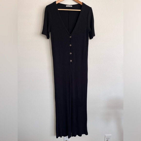 Reformation Jeans Black Camille Ribbed Knit Jumpsuit Size large - Picture 5 of 15